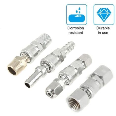 Bardusch-Raccords pour tuyau d'air comprimé, jeu de 8 pièces avec raccords rapides mâles BSP 1/2", comprenant 8 raccords rapides de 12 mm et des bouchons de connexion (1/5)