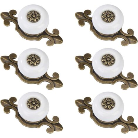 Bardusch-Boutons De Porte Ronds Cuivre Et Blanc Lot De 6 Poignées Vintage Avec Vis Pour Armoire Bureau Table De Chevet Bibliothèque Meubles (1/4)