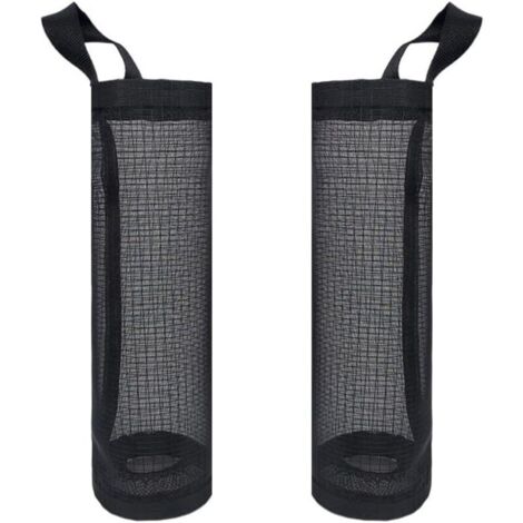 Bardusch-Lot de 2 supports de rangement en maille à suspendre pour sacs de courses pour maison, cuisine, linge, salle de bain, manteau (noir) (1/5)