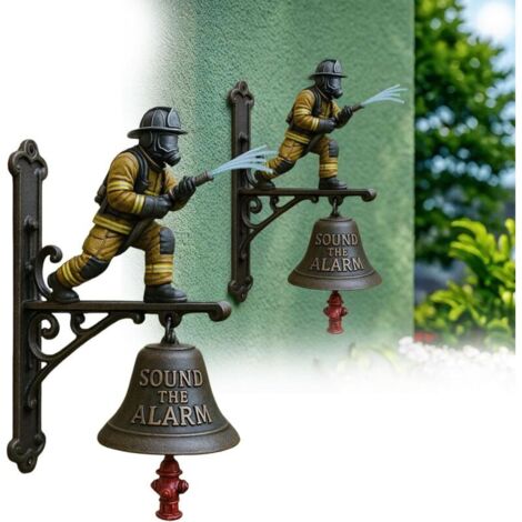 Bardusch-Sonnette porte pompiers kaki 25 cm, crochet suspension durable, décoration entrée unique (1/5)
