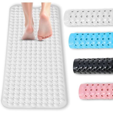 Bardusch-Tapis de baignoire 100 x 40 cm avec 300 ventouses PVC/caoutchouc, lavable en machine – Blanc (1/5)