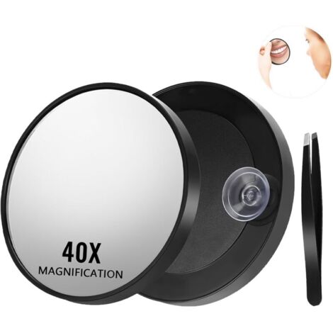 Bardusch-Miroir grossissant 40x de voyage avec ventouse, pour maquillage précis et épilation des sourcils, compact et portable (1/5)