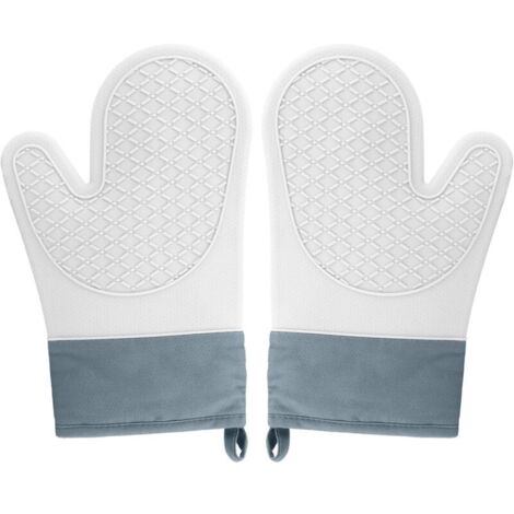 Bardusch-2 gants cuisine surface silicone antidérapante, intérieur coton, résistants chaleur, gris, four/cuisine (1/5)