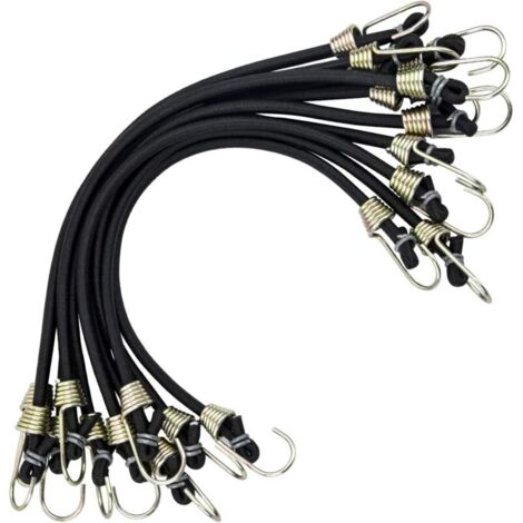 Bardusch-10 mini tendeurs élastiques noirs avec double crochet, robustes, pour vélo, moto, remorque et camping (1/5)