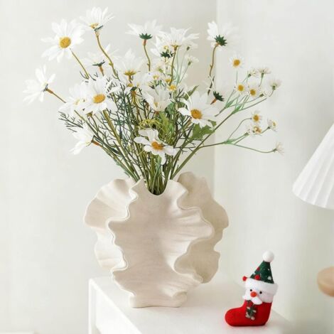 Bardusch-Vase céramique nordique beige, esthétique bohème pour salon, bureau, ferme ou table basse (1/5)