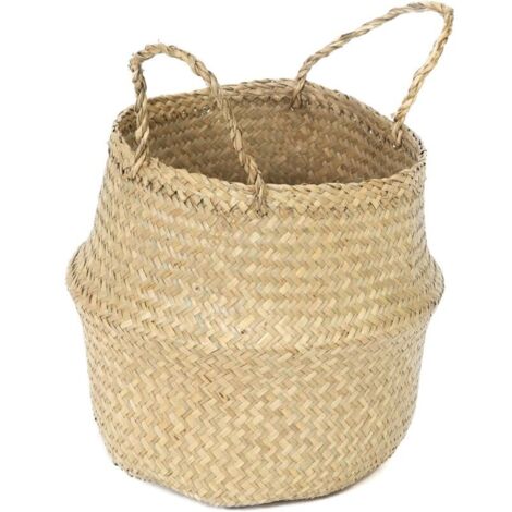 Bardusch-Panier Belly Compactor en Jonc de Mer - Forme Ronde, Medium (27x27x26 cm), Tressé à la Main, Couleur Naturelle (1/5)