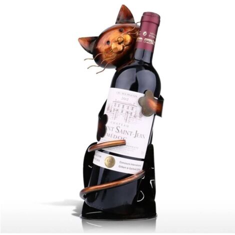 Bardusch-Porte-bouteille vin métal forme chat – sculpture décorative pratique – plateau stylisé – décoration intérieure originale