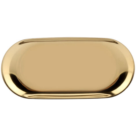 Bardusch-Plateau de rangement en acier inoxydable style nordique pour cosmétiques, bijoux et gâteaux, idéal pour le bureau (doré), 23 x 9,5 cm. (1/5)