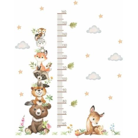 Bardusch-Toise murale enfants 60-160 cm stickers animaux forêt autocollant mural mesure (1/5)