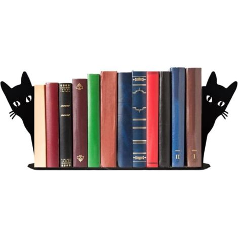 Bardusch-Serre-livres chat noir métal avec base antidérapante, décoration mignonne pour étagère et bureau (1/5)