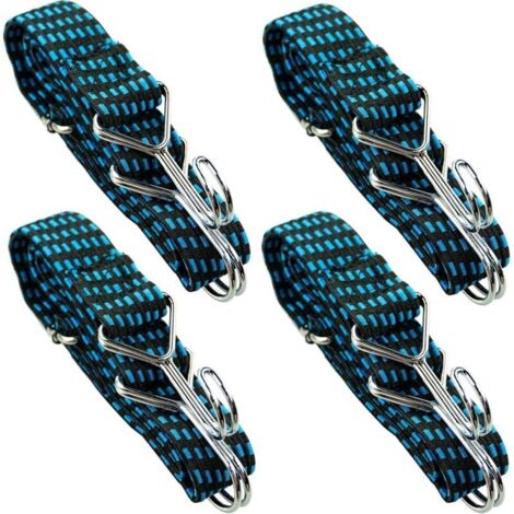 Bardusch-Set 4 sandows élastiques plats robustes, tendeurs réglables transport charges/vélo/moto/voiture/camping (1/5)