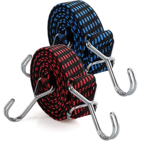 Bardusch-2 tendeurs élastiques plats avec crochets métal, longueur 2 m, réglables pour transport et fixation (1/5)