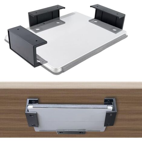 Bardusch-Supports Multifonctionnels sous Le Bureau - Rangement pour Ordinateur Portable, Tablette, Clavier etc. Gagnez de l’Espace et Améliorez Espace de Travail - Installation avec Vis ou Ruban Adhés (1/4)