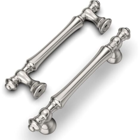 Bardusch-6 Pièces Poignées de Meuble Nickel Brossé,96mm, en Alliage de Zinc, pour Cuisine, Armoires, Tiroirs et Placards UK0017 (1/5)