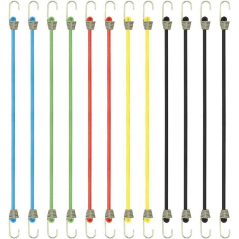 Bardusch-12 mini cordons élastiques indéchirables 25,4 cm crochets, multicolores, pour vélo/bagages/bâche/camping-car (1/5)