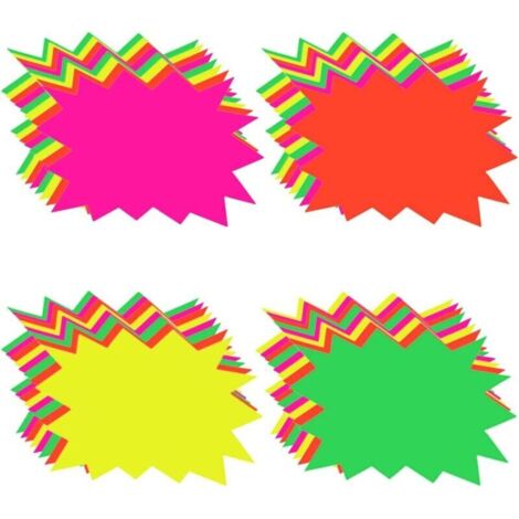 Bardusch-Lot de 160 étiquettes Starburst fluorescentes en papier néon - Étiquettes de prix de vente au détail (1/4)