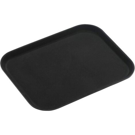 Bardusch-Plateau alimentaire antidérapant en caoutchouc super plastique, rectangulaire, 35 x 25 cm, noir (1/3)