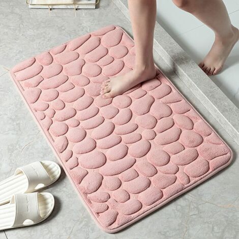 Bardusch-Tapis de bain tapis d'entrée mousse à mémoire de forme hydrophile galet design microfibre antidérapant rose foncé doux salle de bain baignoire cuisine 1 pièce 40x60 cm (1/5)