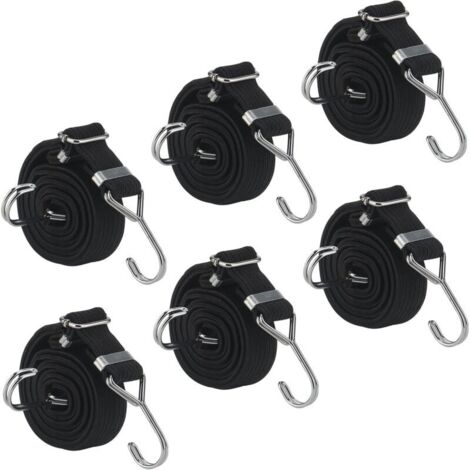 Bardusch-Lot de 6 tendeurs plats réglables de 2 m × 3 cm, pour diable, porte-bagages, vélo et moto (1/5)