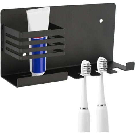 Bardusch-Porte-brosse mural inox – adhésif – 4 têtes électriques – noir (1/4)