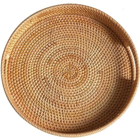 Bardusch-Plateau rond rotin avec poignées – Ø30 cm – osier naturel – service décoratif – artisanal (1/5)