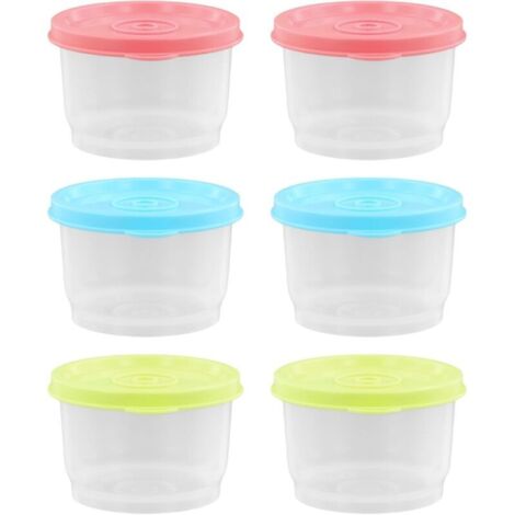 Bardusch-6 mini boîtes hermétiques rondes en plastique avec couvercle, pour congélateur, micro-ondes, étanches (1/5)