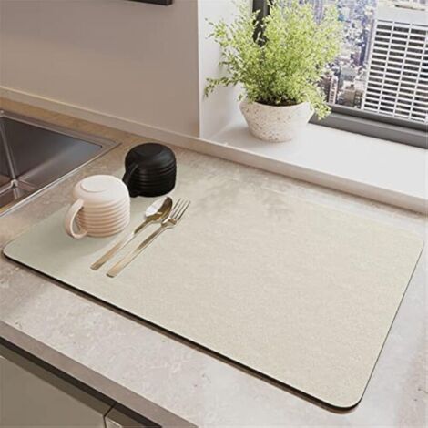 Bardusch-Tapis égouttoir absorbant 30×40 cm beige, silicone, séchage rapide, bar/cuisine. (1/4)