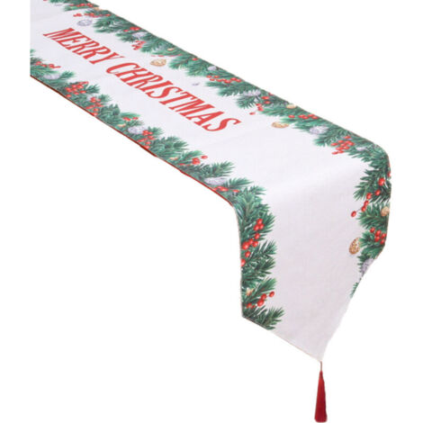 Bardusch-Chemin de table sur le thème de Noël brodé d'un motif de Noël rouge, style 6 (1/2)