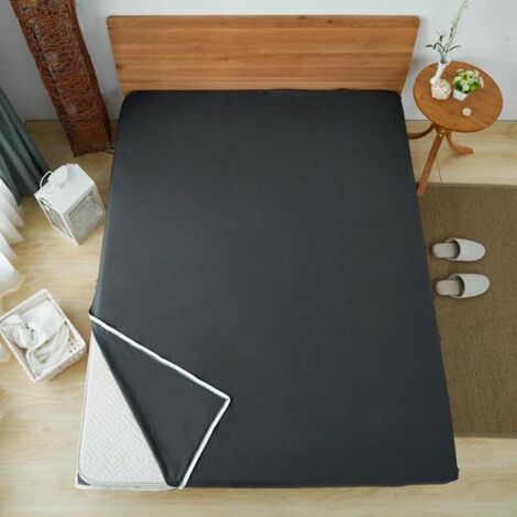 Bardusch-Housse de matelas futon 90x190 cm avec fermeture éclair, anti-poussière, lavable (gris foncé) (1/5)