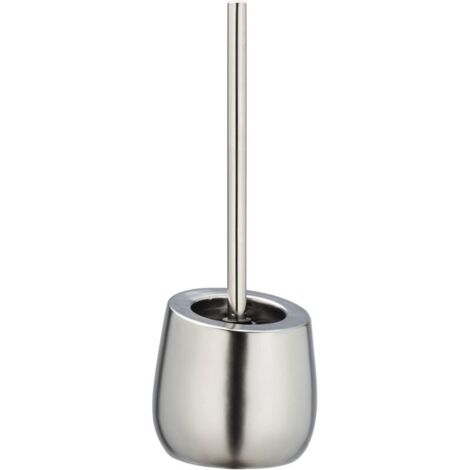 Bardusch-Brosse WC Badi Chromé mate céramique Porte-brosse WC avec soies en silicone et brosse pour rebords Argent mat (1/5)