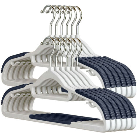 Bardusch-Cintres antidérapants en plastique - Lot de 10 cintres fins pour manteaux et chemises, avec crochet pivotant et poignée en caoutchouc. Très résistants et extra larges, ils permettent un gain (1/5)
