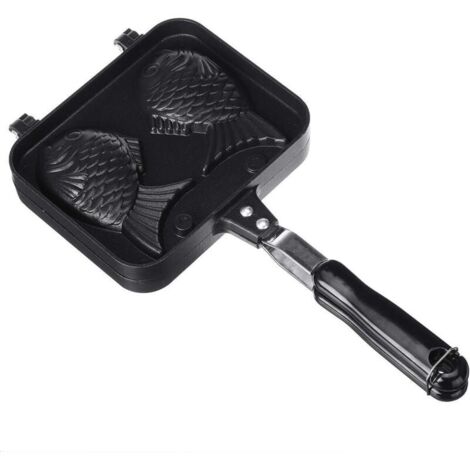 Bardusch-Taiyaki Moule à crêpes japonais en forme de poisson pour la maison, les fêtes, les desserts Noir (1/4)