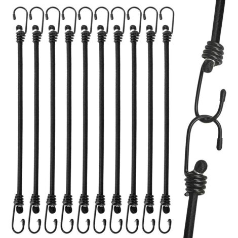 Bardusch-Pack de 10 sandows élastiques noirs Ø8 mm × 30 cm, pour camping, tentes, bâches moto et cargo (1/5)