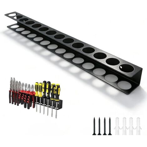 Bardusch-Porte-outils mural – 14 trous acier carbone – tournevis/clés/marteaux – vis incluses (1/5)