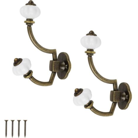 Bardusch-2 pcs patère rétro 14 x 9,5 cm, style shabby chic, alliage de zinc et céramique, avec 4 vis (1/5)
