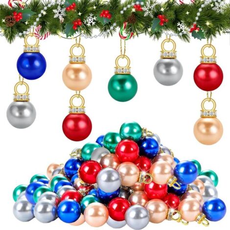Bardusch-60 mini boules multicolores + 5 m fil doré, décoration arbre Noël et DIY (1/4)