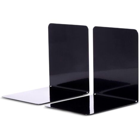Bardusch-2 serre-livres métal noir 14x12x14cm robustes pour étagère et bureau (1/4)