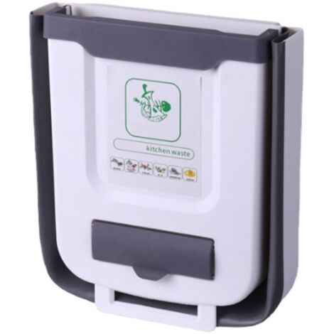 Bardusch-Poubelle de cuisine avec couvercle, bac à compost de cuisine, petite poubelle de comptoir pliable et suspendue, poubelles de 2,4 gallons pour cuisine/sous évier/camping-car/placard/salle de b (1/5)