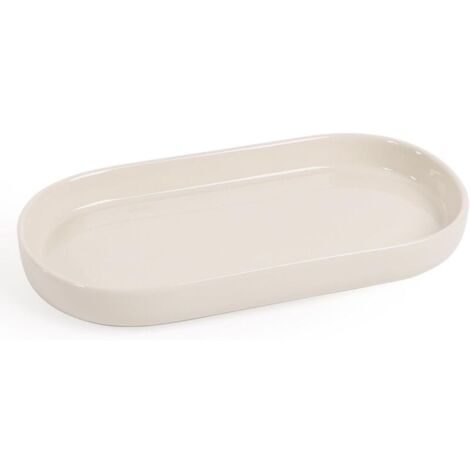 Bardusch-Plateau céramique ovale – blanc crème – petit format – lavabo/toilettes – décoration sobre et raffinée (1/5)