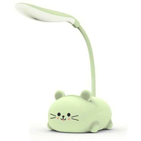 Bardusch-Lampe de bureau LED chat mignon, rechargeable par USB, lampe de table avec protection des yeux, lampe de lecture à col de cygne réglable, lampe de chevet pour la maison, le bureau ou les étud