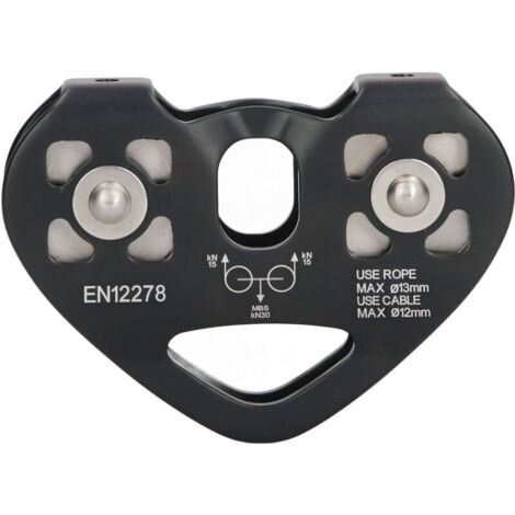 Bardusch-Poulie d'escalade extérieure en aluminium aéronautique à double arbre, noire (1/5)