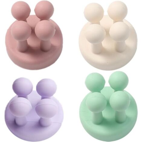 Bardusch-Lot 4 supports silicone – rasoir/brosse – étanche – autocollant – violet/blanc/rose/vert (1/4)