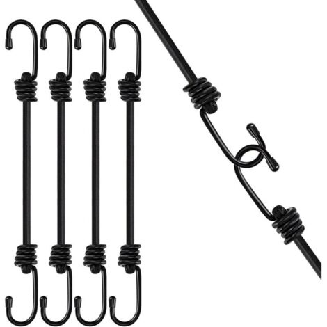 Bardusch-4 tendeurs élastiques de 60 cm × 8 mm avec crochets, pour meubles, chariots, motos et tentes – noir (1/5)