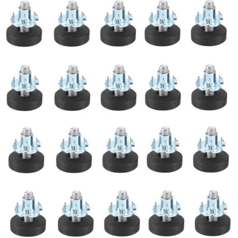 Bardusch-Lot de 20 pieds de meuble réglables – Avec vis de réglage M6 – Socle ajustable pour tables et armoires – Matériau PP antidérapant (1/5)
