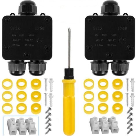 Bardusch-2 Pièces Boîte de Jonction étanche IP68, Boite de Derivation Etanche Exterieur, Boîtier de Connecteur de Câble 3 Voies Connexions pour Câble Ø4mm-14mm (1/5)