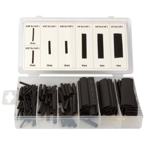 Bardusch-Gaine thermorétractable noire 127 pièces – Set de 30 x 2.0 x 40 mm à 8 x 13.0 x 85 mm – HAS07 pour applications électrotechniques (1/5)