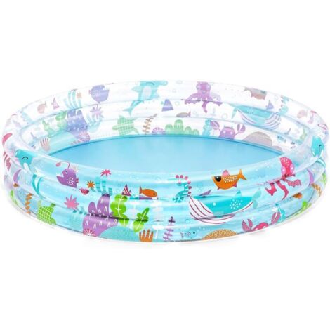 Bardusch-Pataugeoire Gonflable pour Enfants Trois Anneaux Deep Dive - 152 cm x 152 cm x 30 cm - Multicolore (1/4)