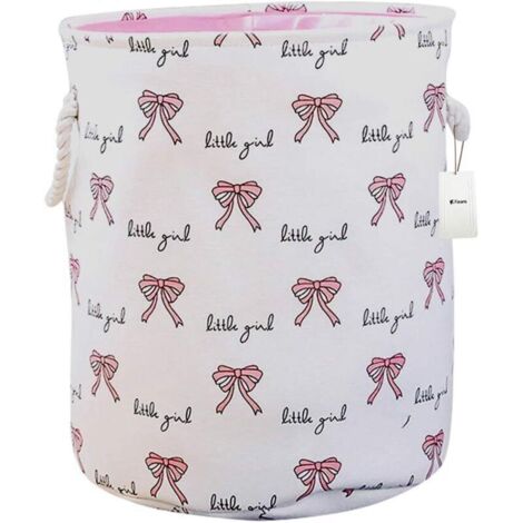 Bardusch-Bac de rangement pliable décoratif avec poignées et nœuds, blanc, pour chambre d’enfant (1/4)