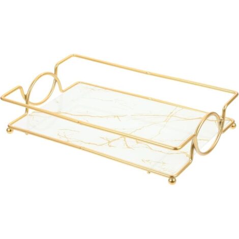 Bardusch-Plateau vanité doré et blanc – 30×20 cm – métal résistant – parfums/cosmétiques – comptoir/salle de bain (1/5)