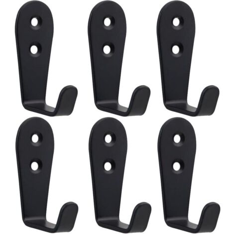 Bardusch-6 patères murales en acier inoxydable noir, forme L, métal lourd, pour entrée, cuisine ou salle de bain (1/5)